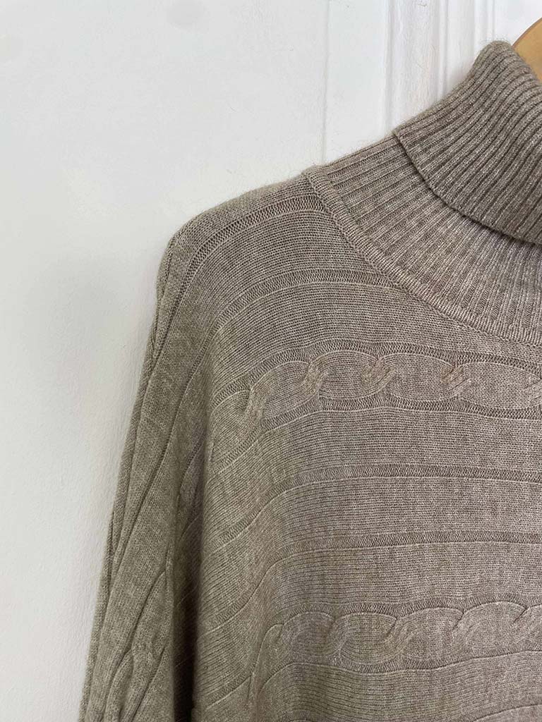 Cable Ribbed Polo Knit - Fawn