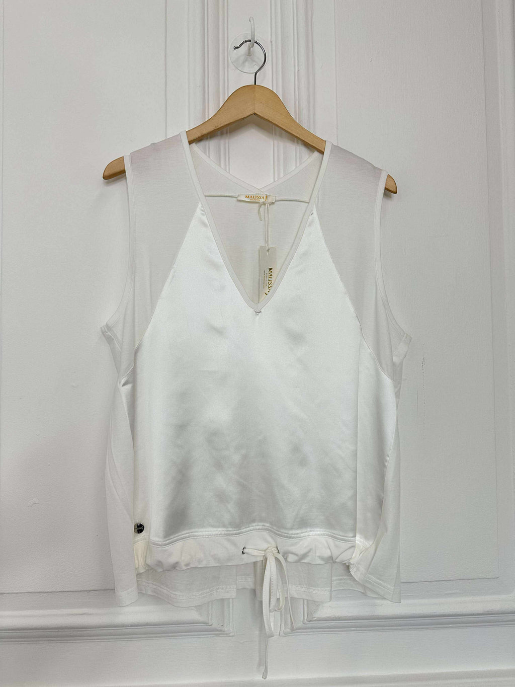 Malissa J Silk Feel Drawstring Vest - Warm White
