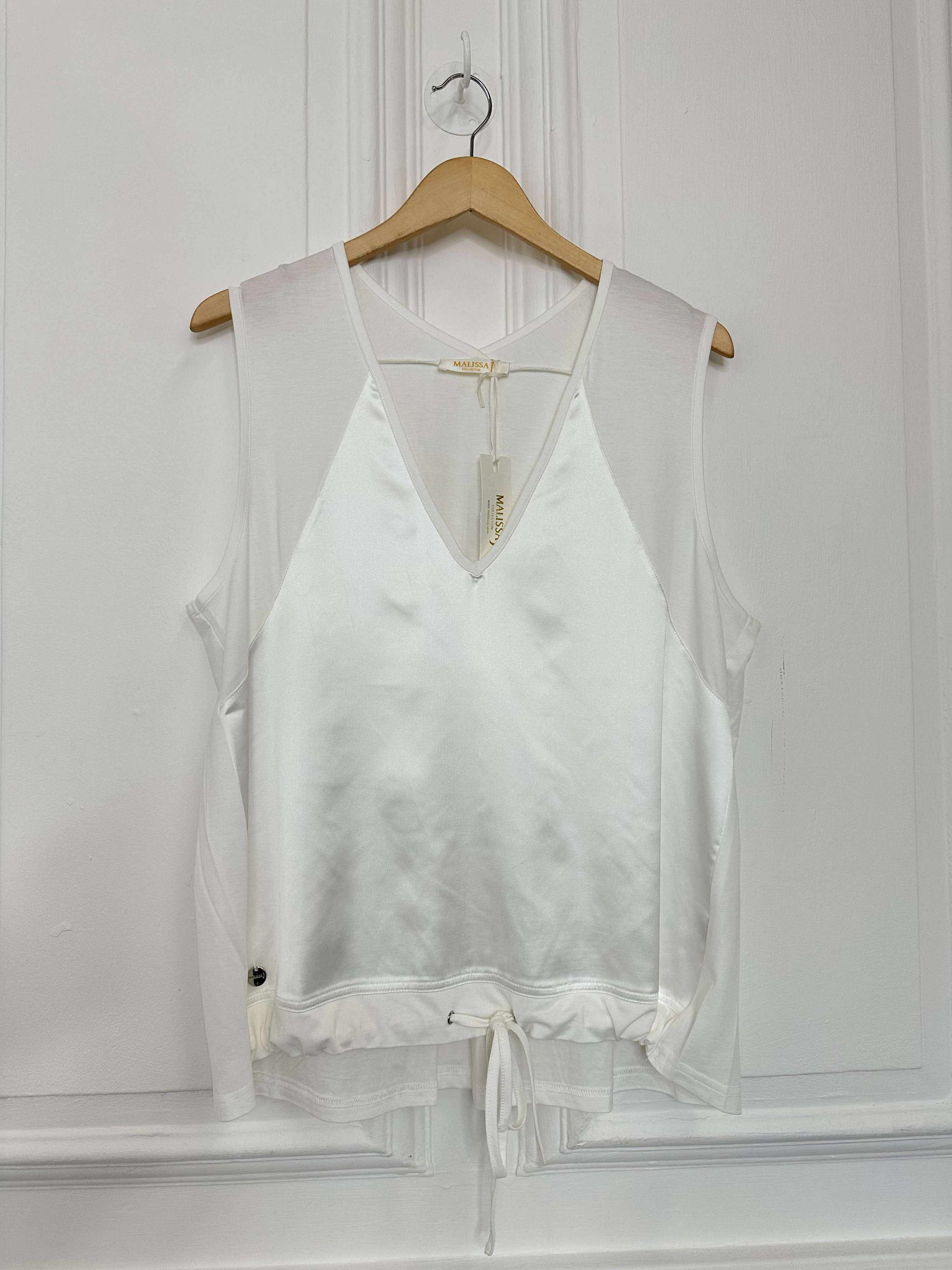 Malissa J Silk Feel Drawstring Vest - Warm White