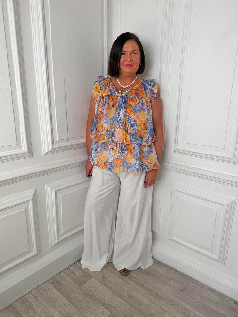 Summertime Blooms Layered Top - Blue