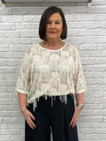 Soya Concept Jenda Sequin Fringed Top - Cream