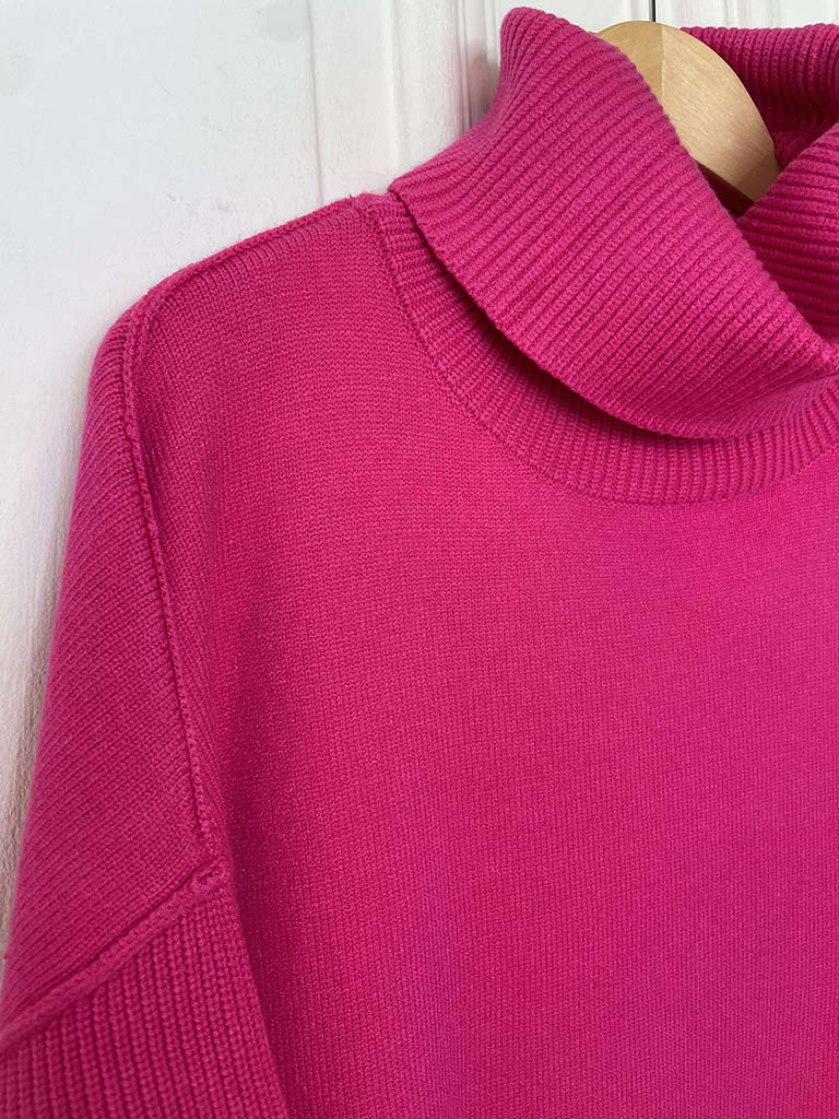 Malissa J Exposed Seam Polo Knit - Hot Pink