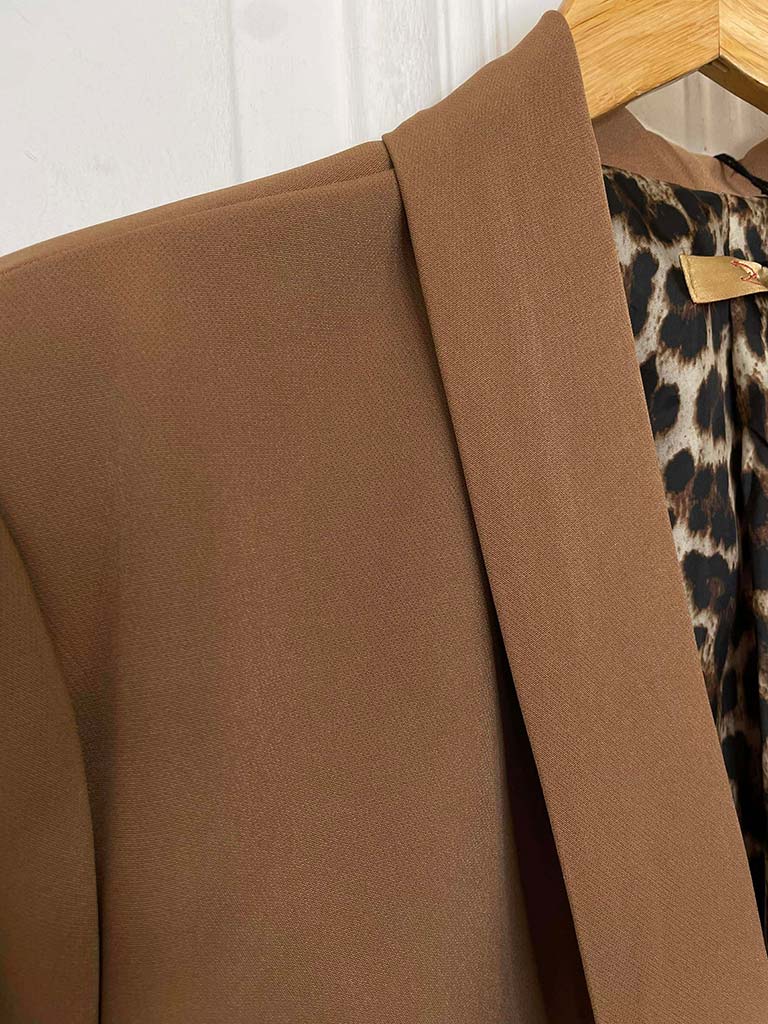 Leopard Lined Blazer - Camel