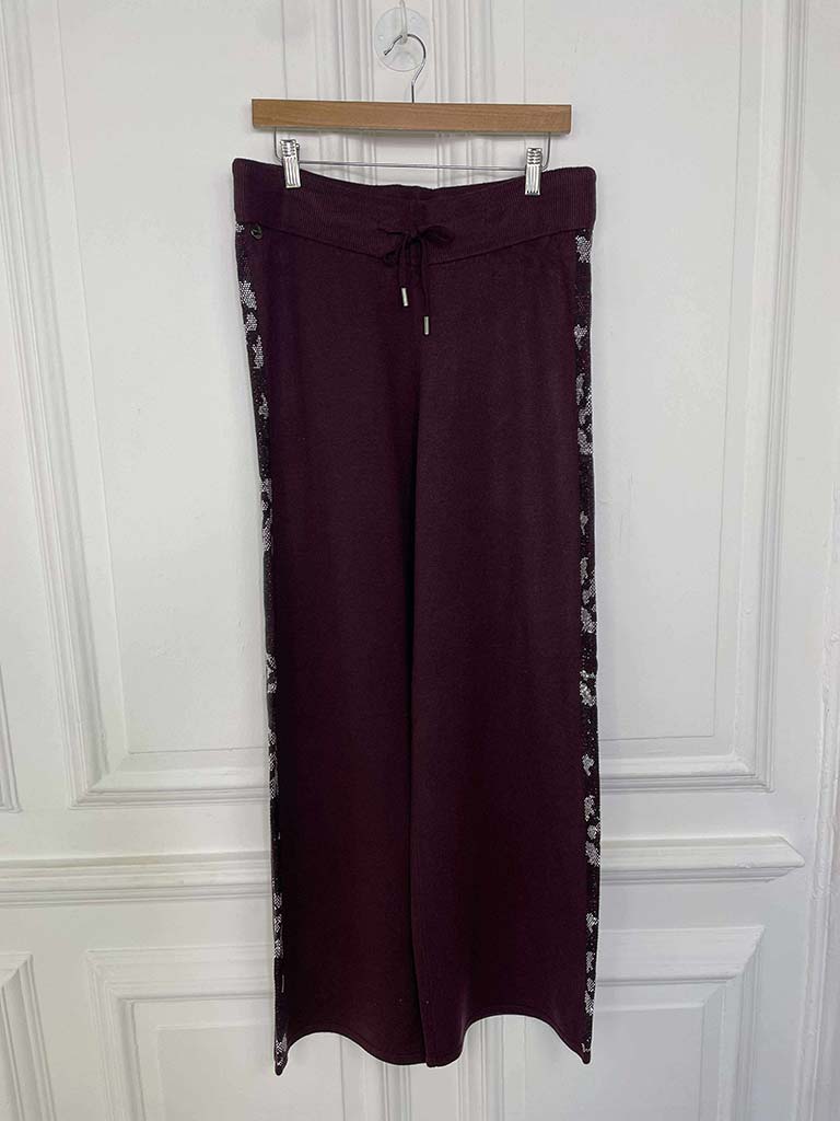 Malissa J Studded Side Stripe Trousers - Wine