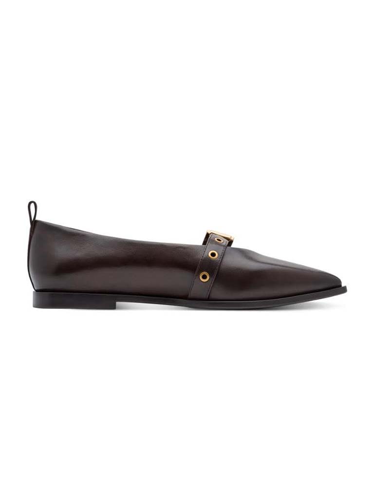 Tamaris Leather Pointed Flat - Mahogany