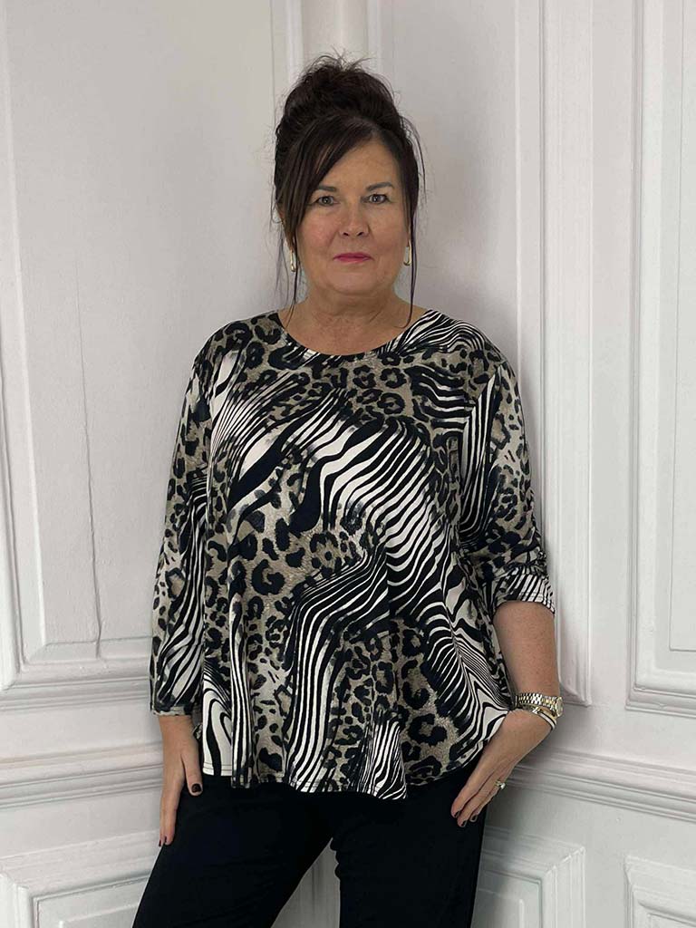 Malissa J Animal Print Dip Back Top