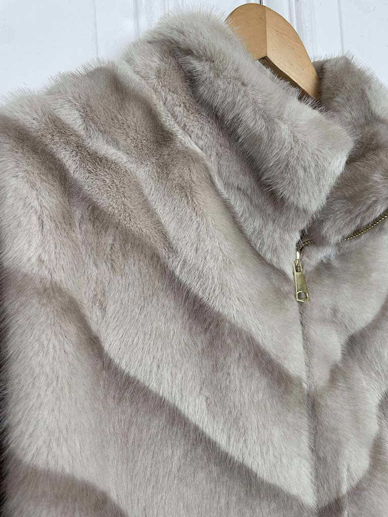 Malissa J Faux Fur 3/4 Sleeve Jacket - Stone