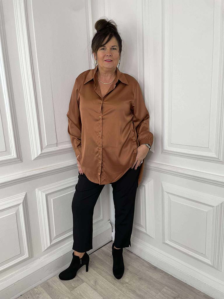 Luxe Silk Feel Shirt - Copper