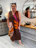 Palm Print Shift Dress - Chocolate