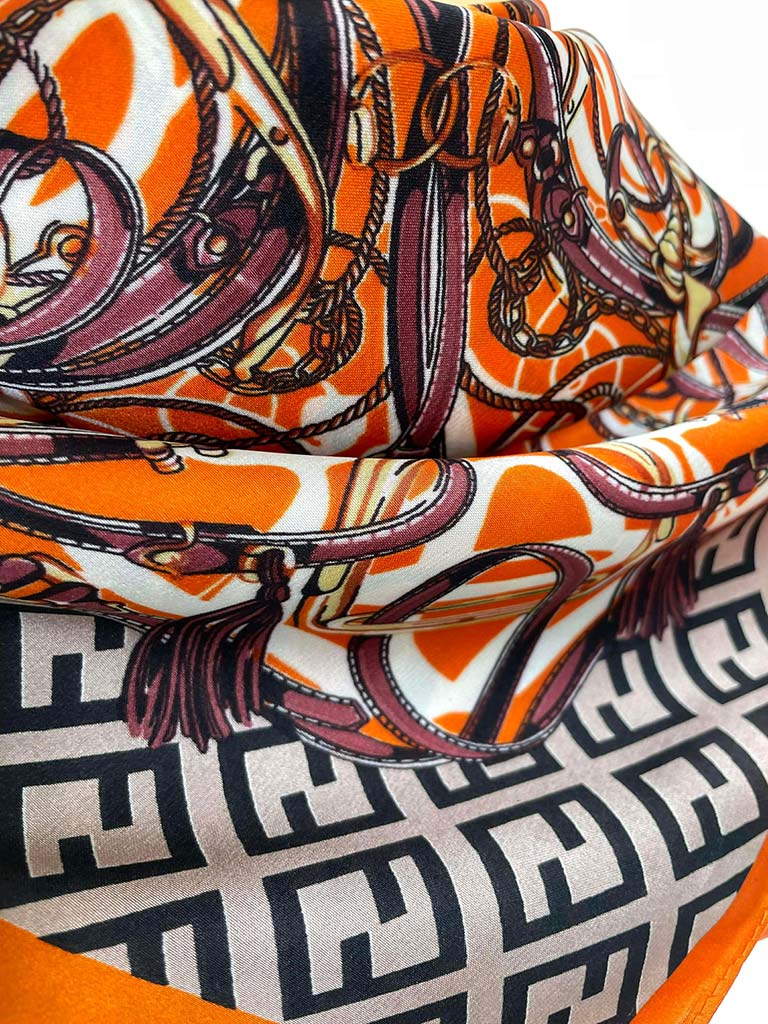 Silk Feel Neckerchief - Orange Baroque