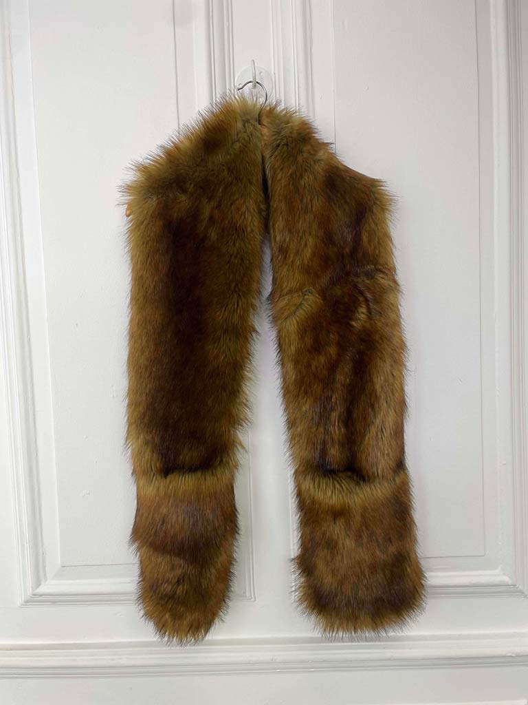 Malissa J Faux Fur Pocket Scarf - Tan