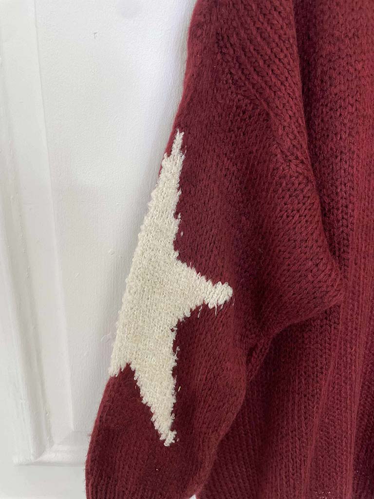 Star Patch Knit - Burgundy