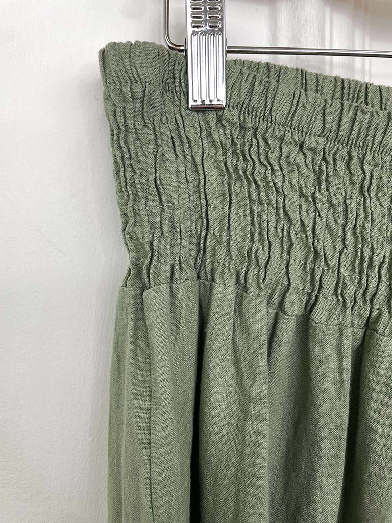 Linen & Cotton Palazzos - Khaki