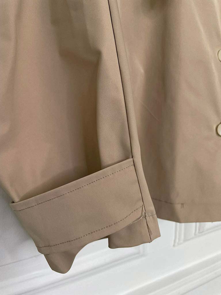 Hooded Tie Neck Jacket - Sand