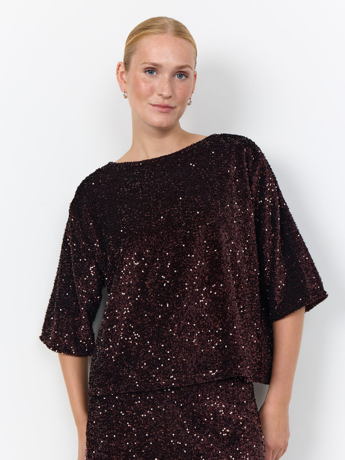Soya Concept Jasleen Sequin Top - Choco