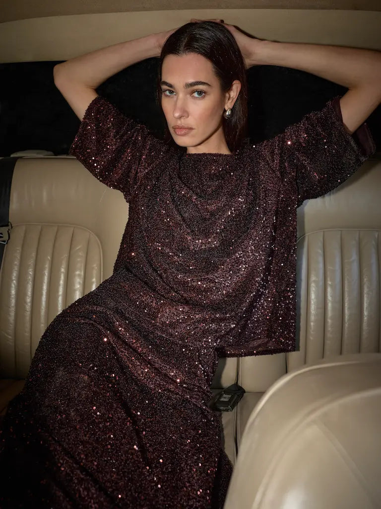 Soya Concept Jasleen Sequin Top - Choco