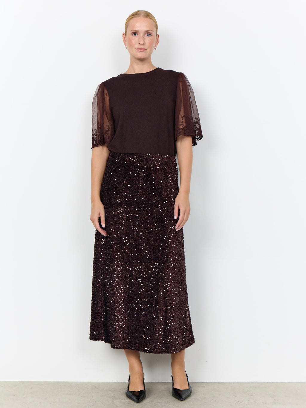 Soya Concept Jasleen Sequin Skirt - Choco