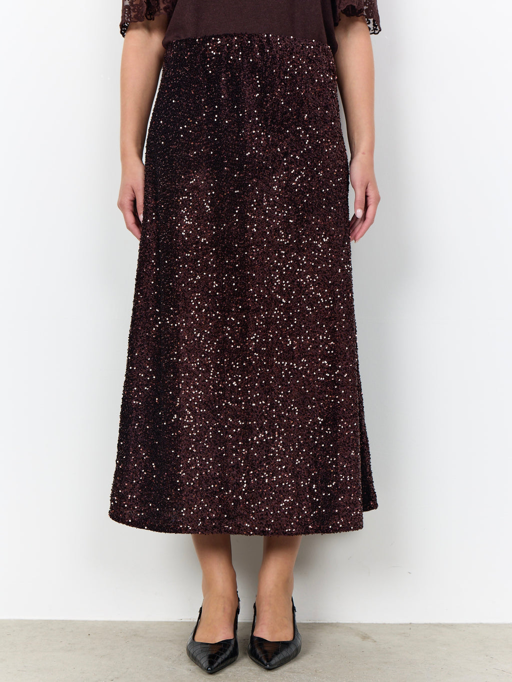 Soya Concept Jasleen Sequin Skirt - Choco