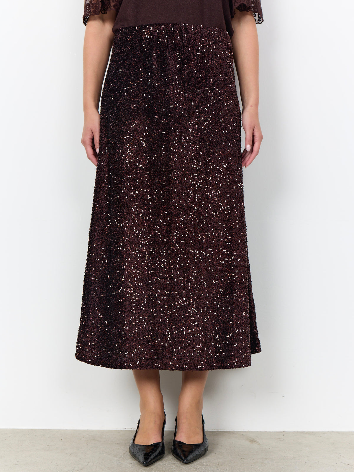 Soya Concept Jasleen Sequin Skirt - Choco