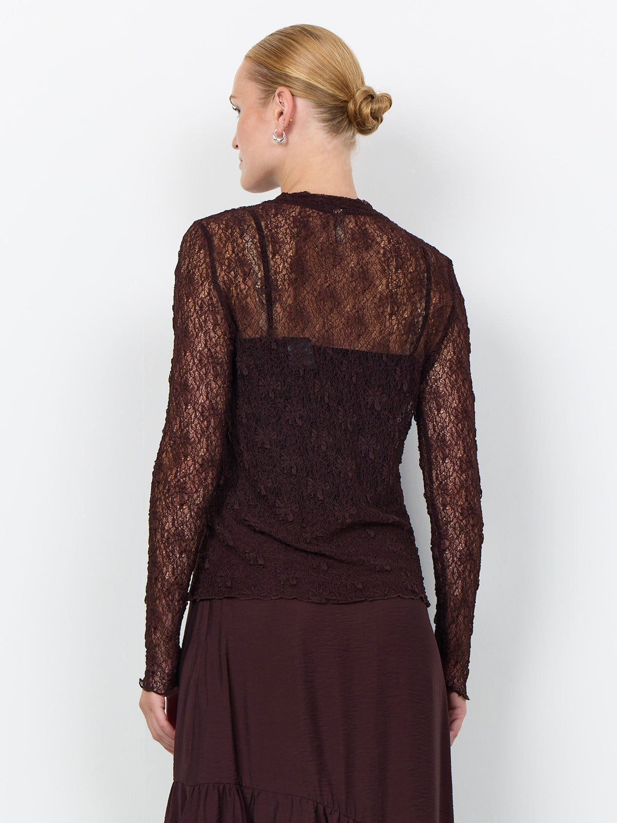 Soya Concept Jabina Delicate Lace Top - Dark Plum