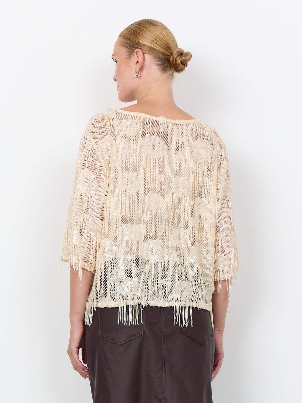 Soya Concept Jenda Sequin Fringed Top - Cream