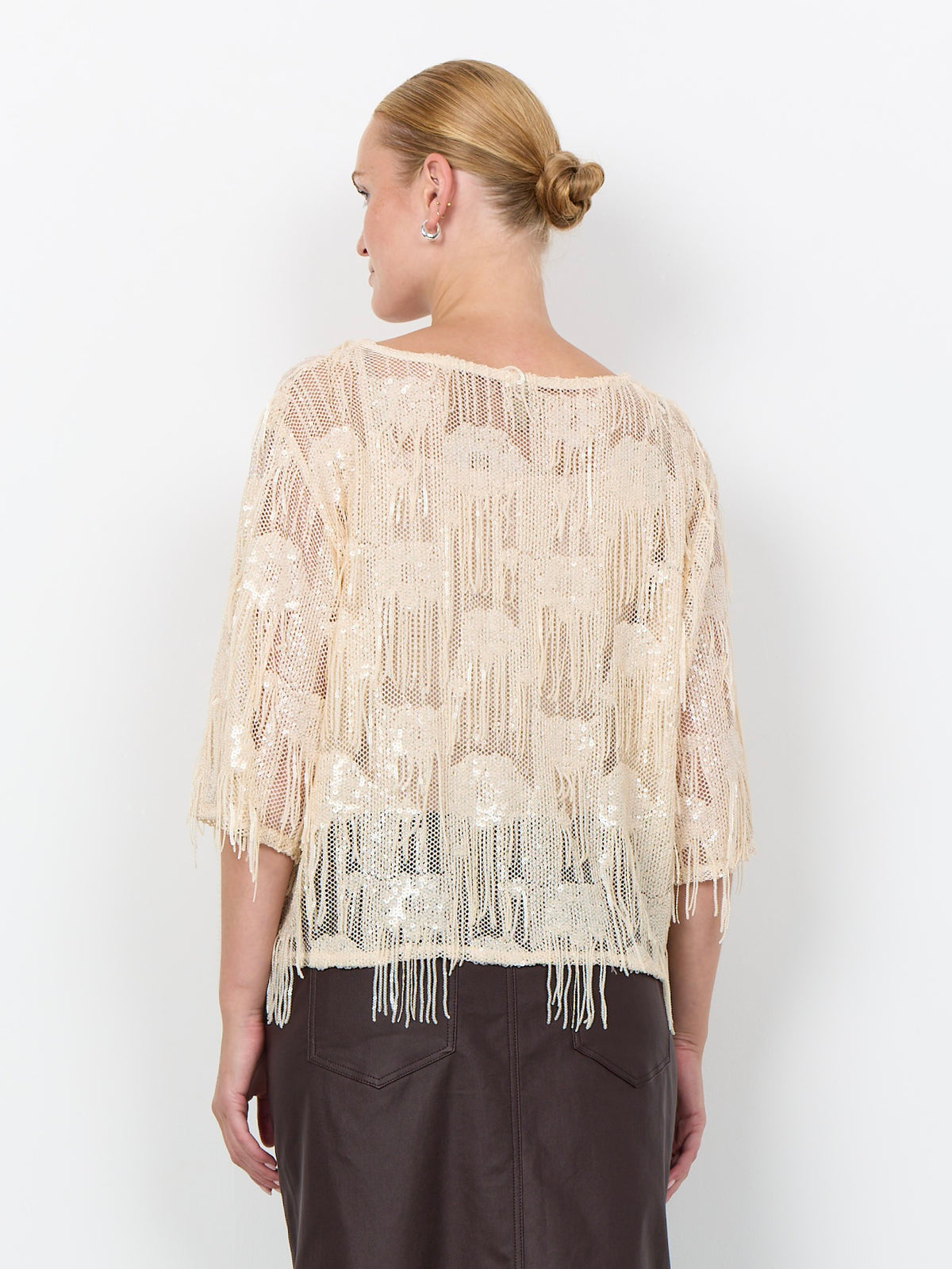 Soya Concept Jenda Sequin Fringed Top - Cream
