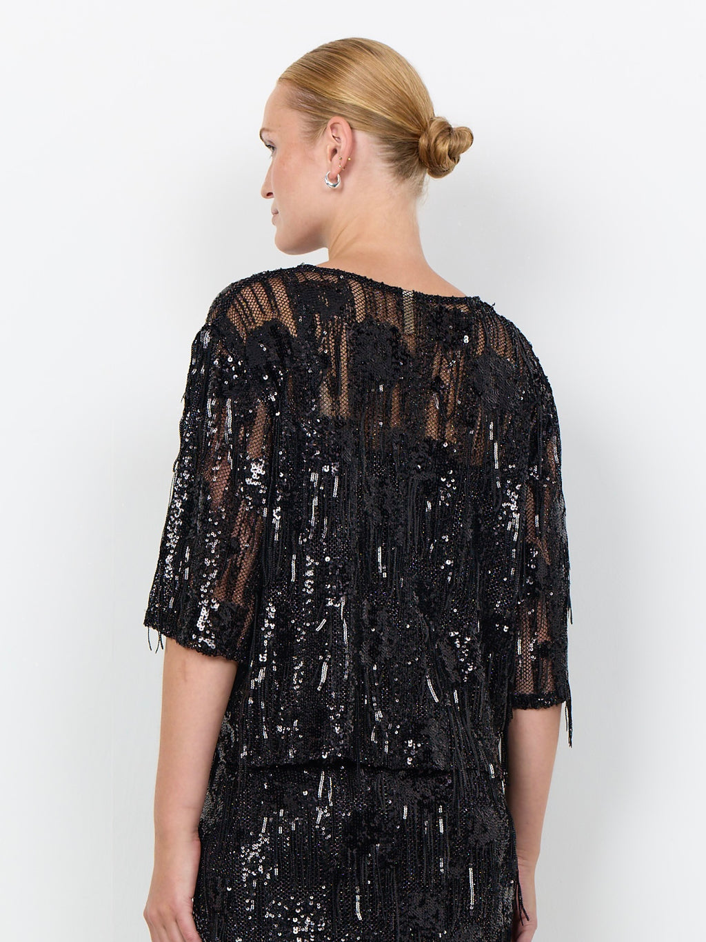 Soya Concept Jenda Sequin Fringed Top - Black