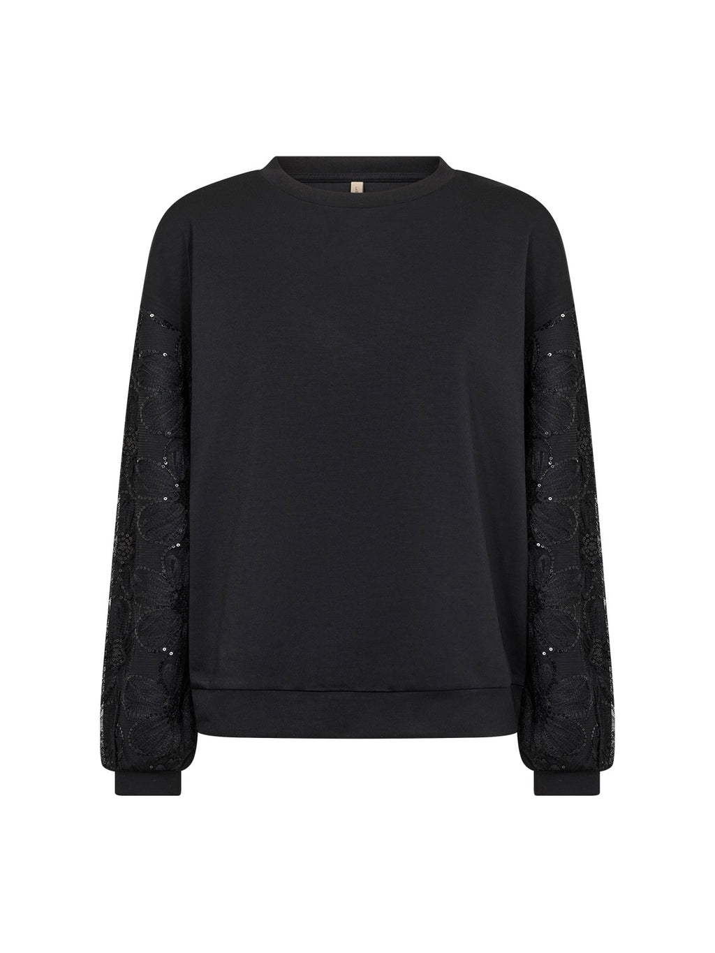 Soya Concept Banu Lace Sleeve Sweatshirt - Black