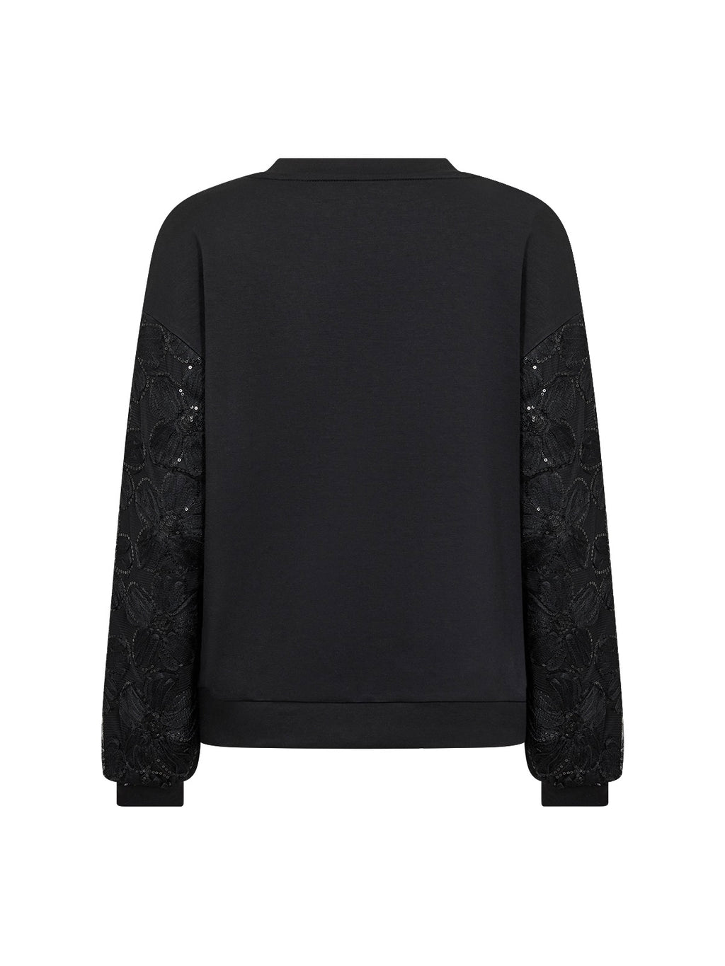 Soya Concept Banu Lace Sleeve Sweatshirt - Black