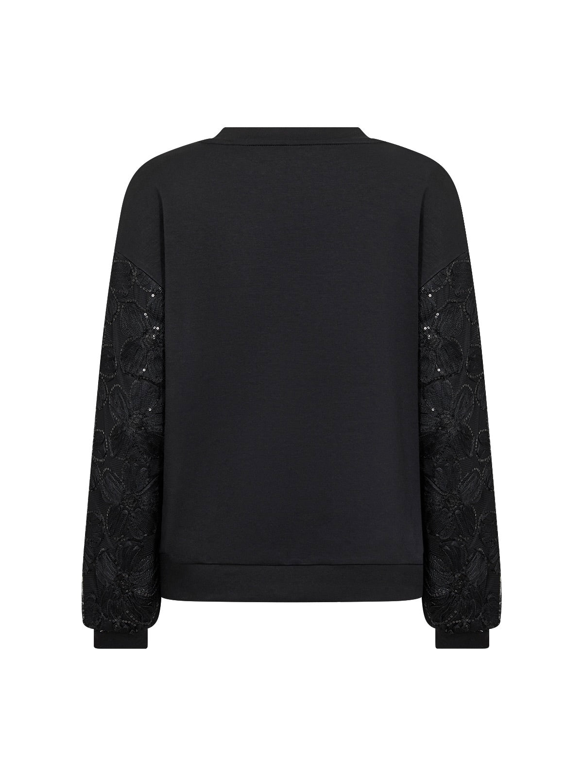 Soya Concept Banu Lace Sleeve Sweatshirt - Black