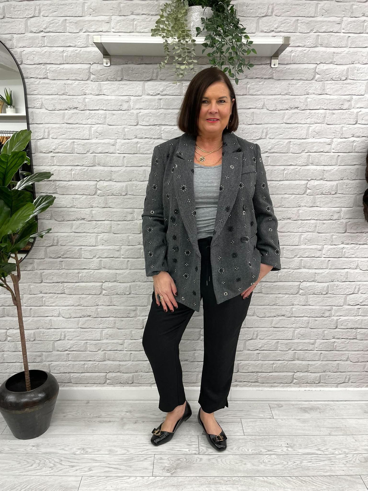 Malissa J Beaded Blazer - Grey