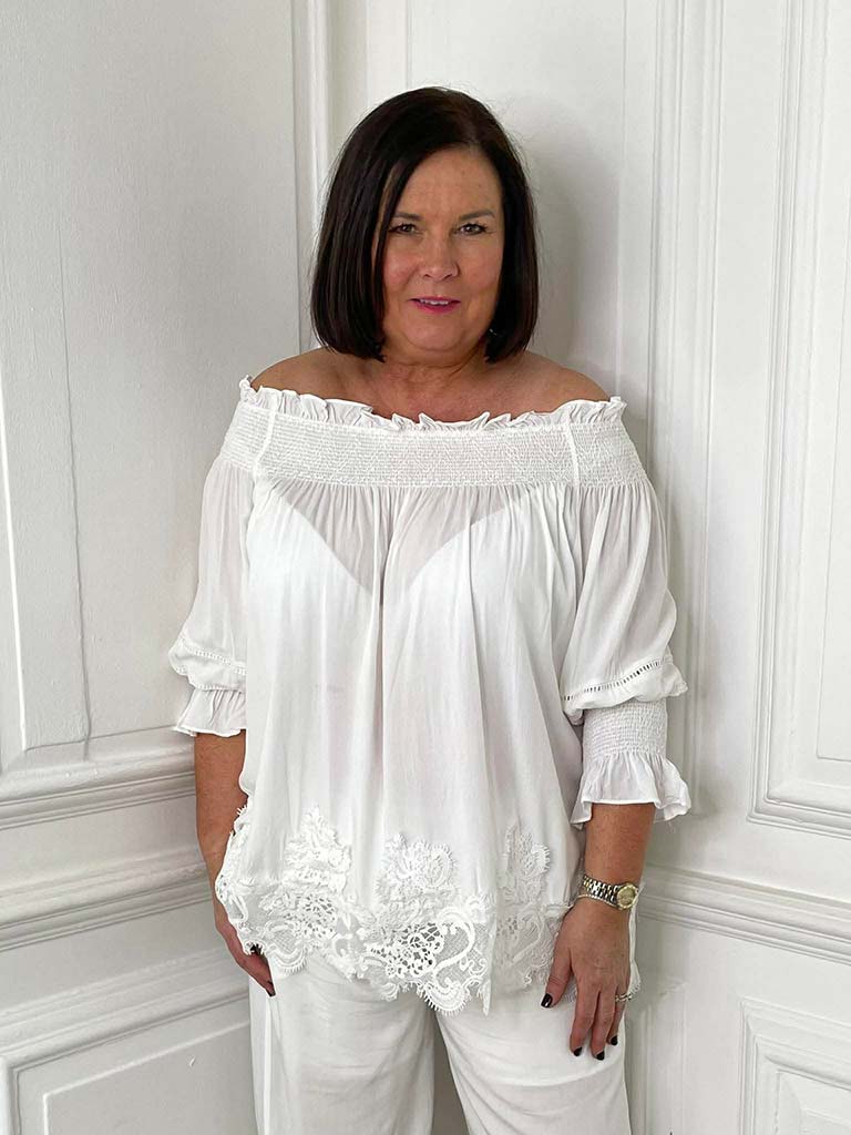 Bardot Lace Trim Top