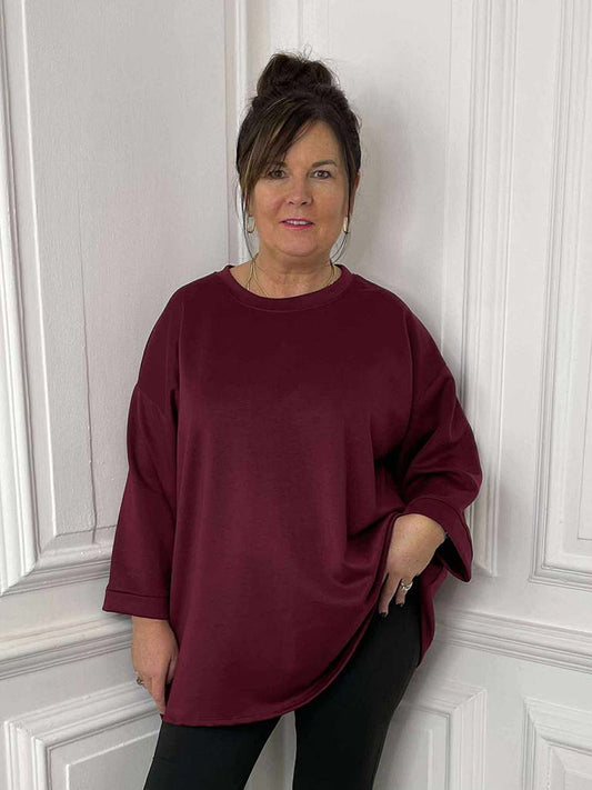 Scuba Sweat Top- Merlot