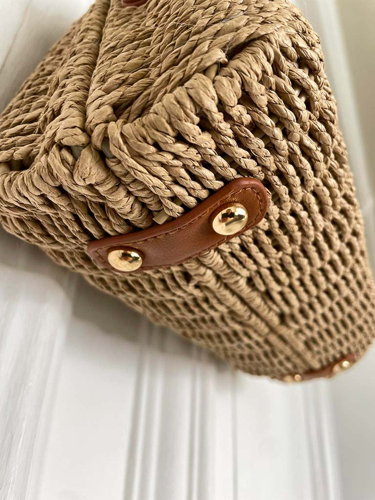 Rattan Clutch Bag - Caramel