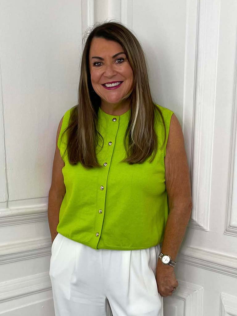 Malissa J Buttoned Tank Knit - Lime