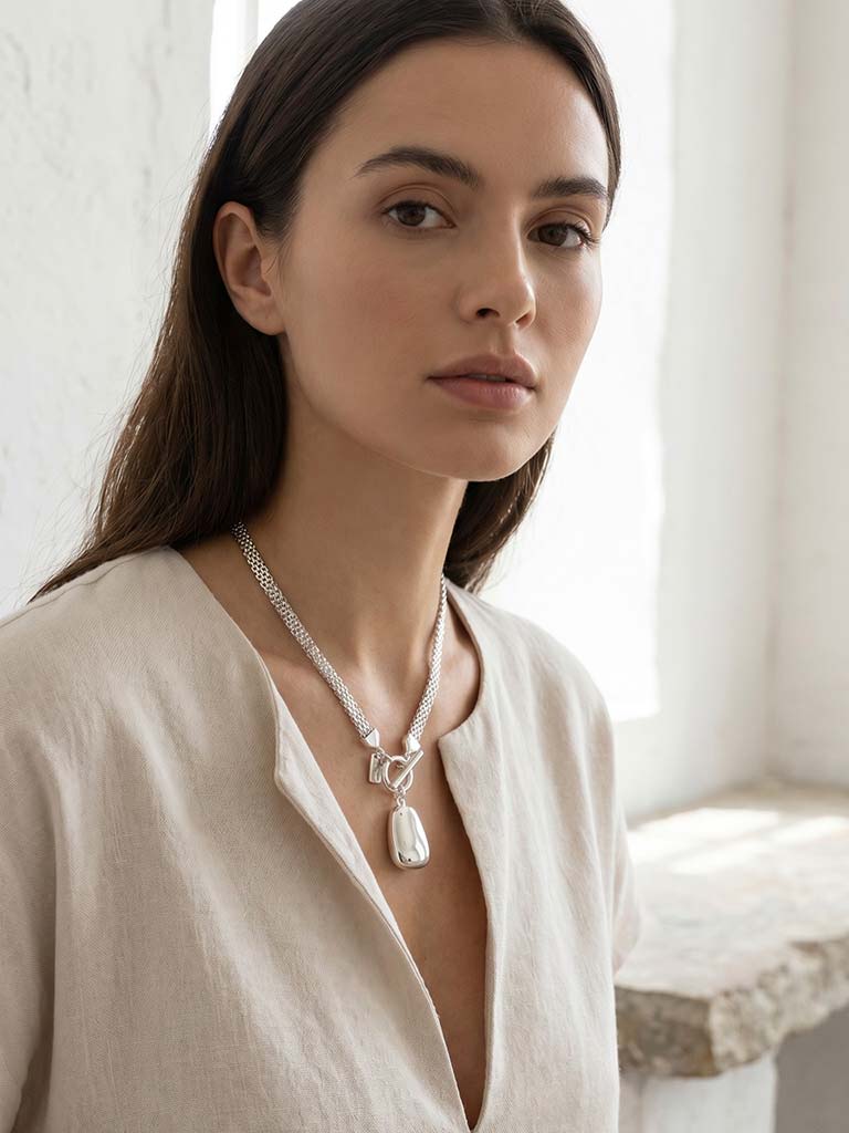Envy Mesh Chain Necklace - Silver