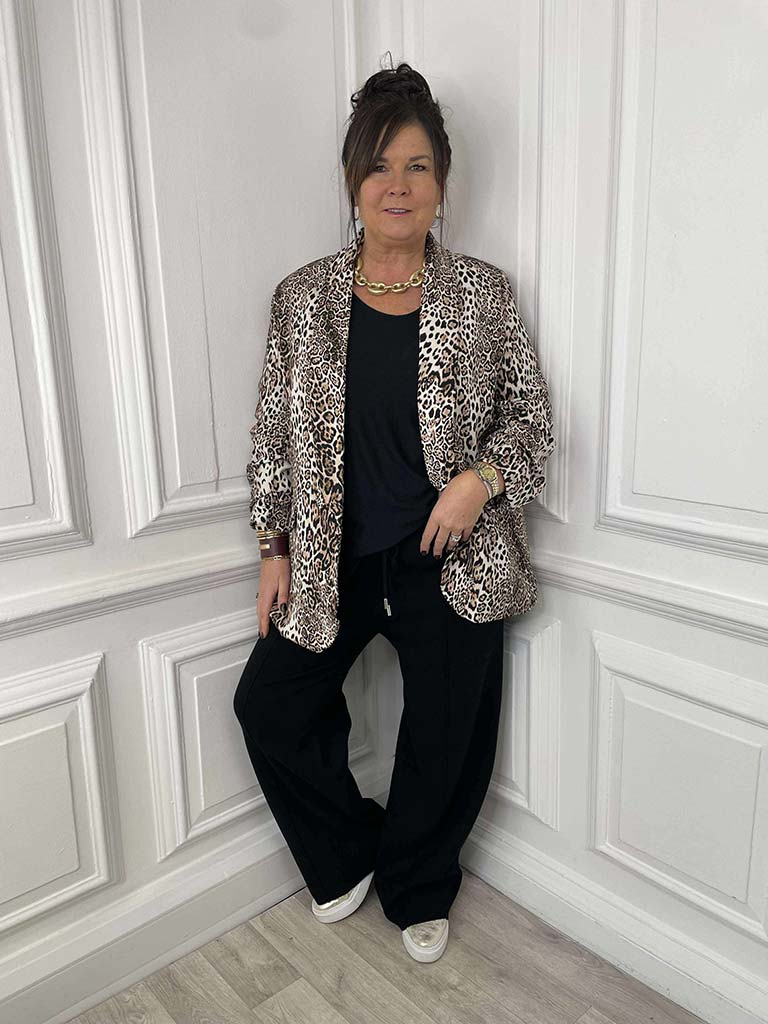 Micro Leopard Print Blazer