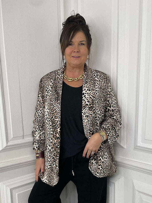 Micro Leopard Print Blazer