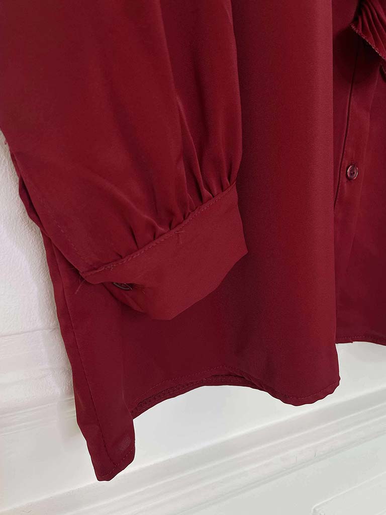 Plissé Ruffle Shirt - Ruby