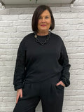 Soya Concept Banu Lace Sleeve Sweatshirt - Black