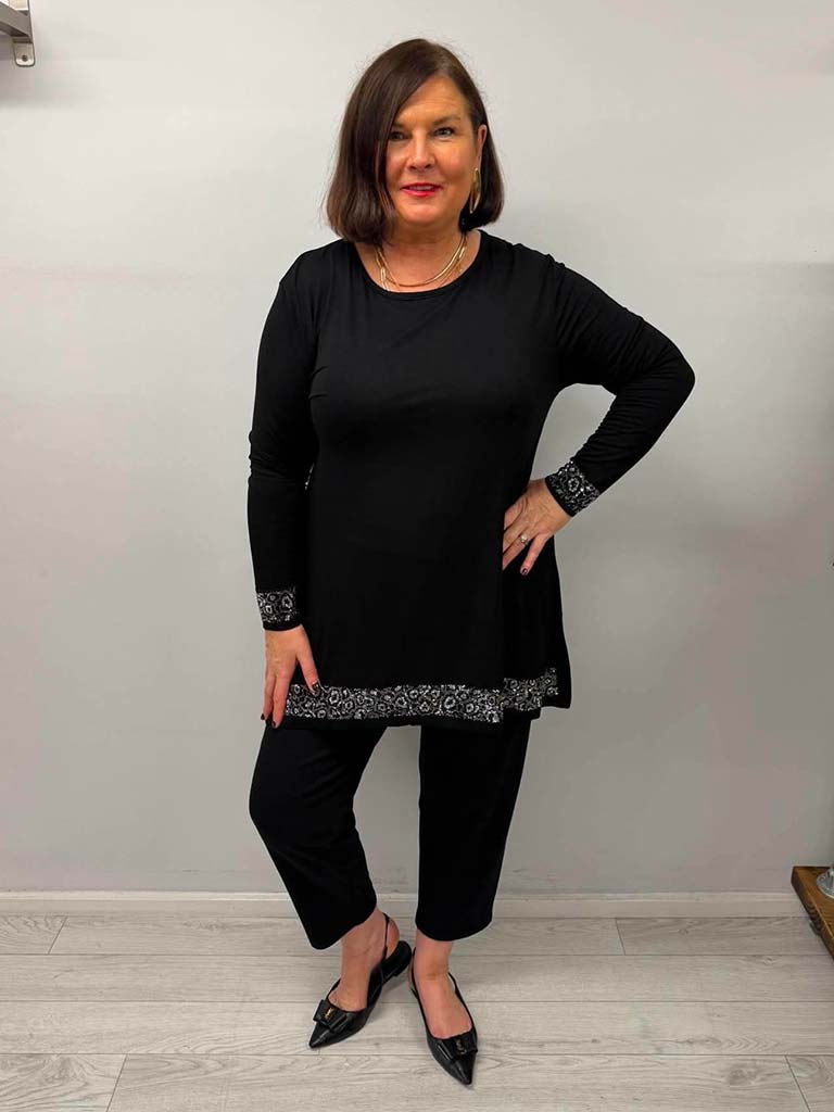 Malissa J Studded Swing Top - Black