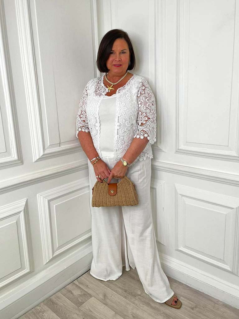 Daisy Tile Crochet Jacket - White