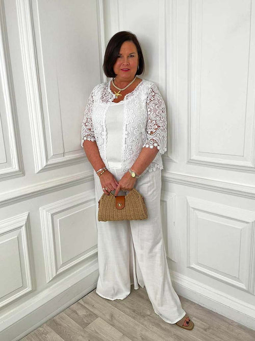 Daisy Tile Crochet Jacket - White