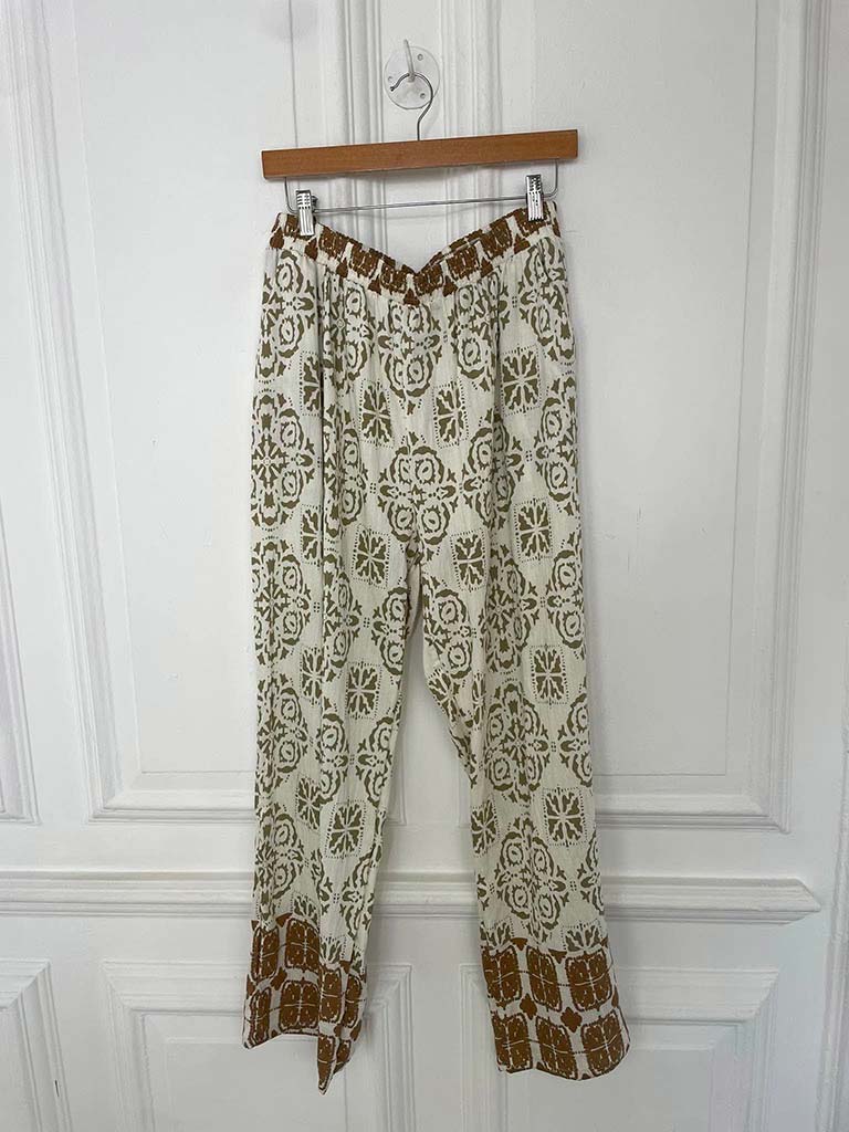 Tile Print Palazzos - Mocha