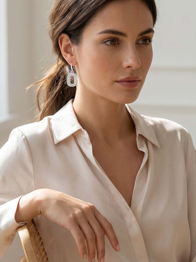Envy Shimmer Ring Earrings - Silver