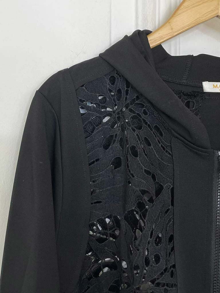 Malissa J Lace & Jersey Hooded Coat Dress