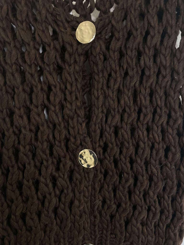 Chunky Knit Waistcoat - Chocolate