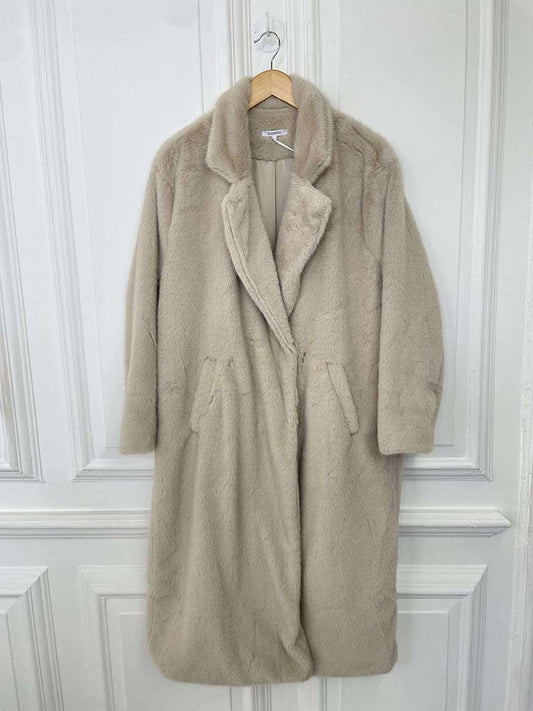 Luxe Faux Fur Double Breasted Coat - Ecru