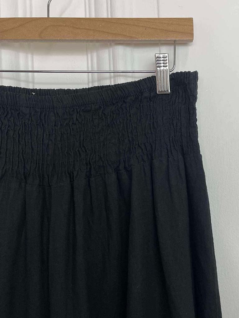 Linen & Cotton Palazzos - Black