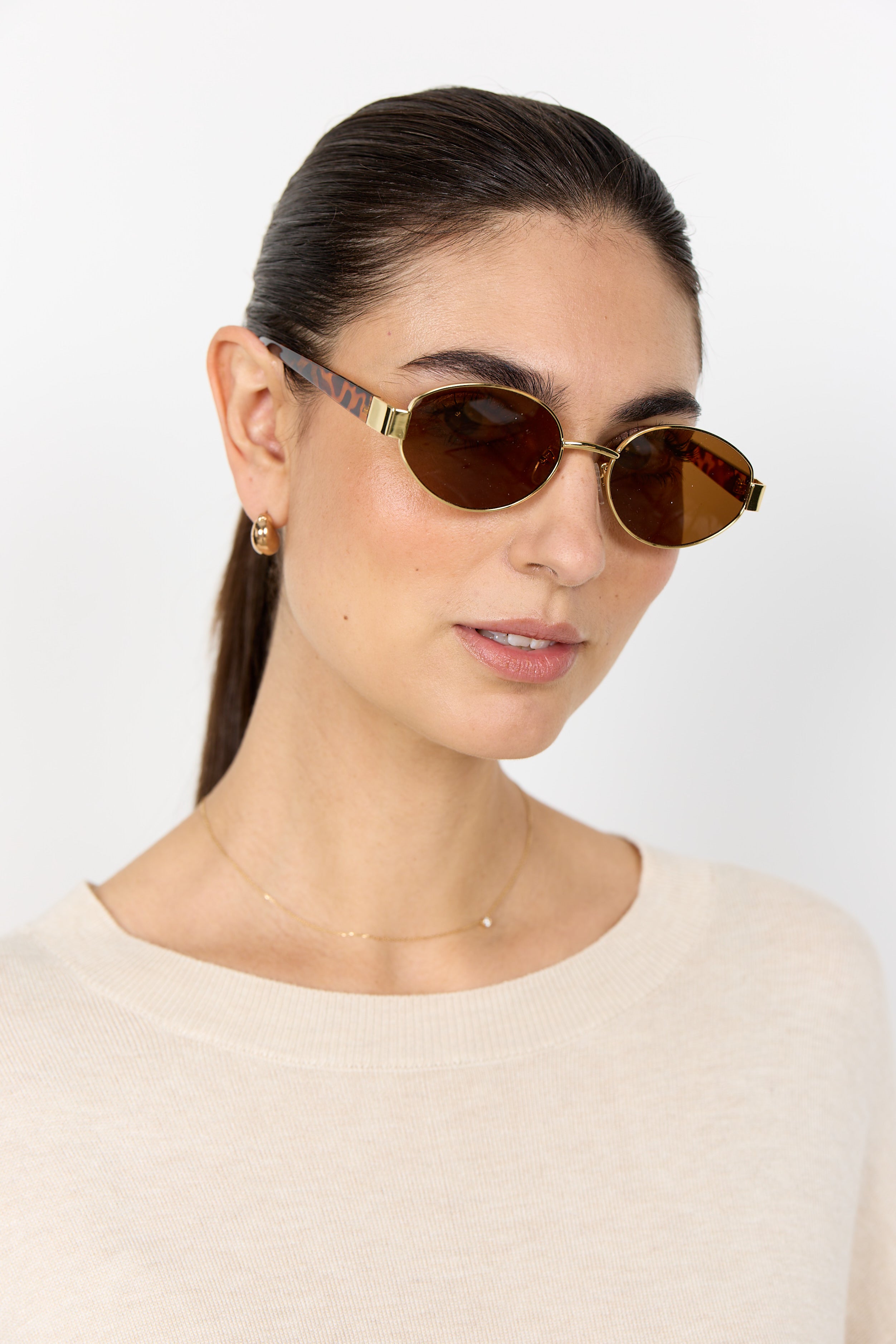 Soya Concept Gold Rimmed Oval Sunglasses